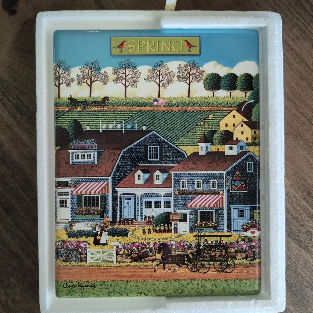 Bradford Exchange Charles Wysocki Best of Times Clock 4 Seasonal Tiles Christmas